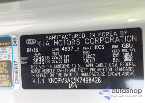 2019 Kia Sportage Lx z USA, uszkodzony, nr VIN KNDPM3AC5K7498428